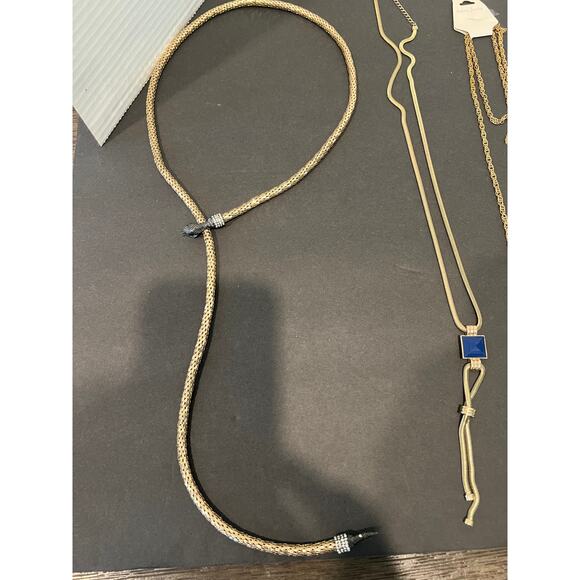 NWOT 6 Lariat Snake Long Gold Tone Rhinestone Statement Necklaces - Picture 9 of 12